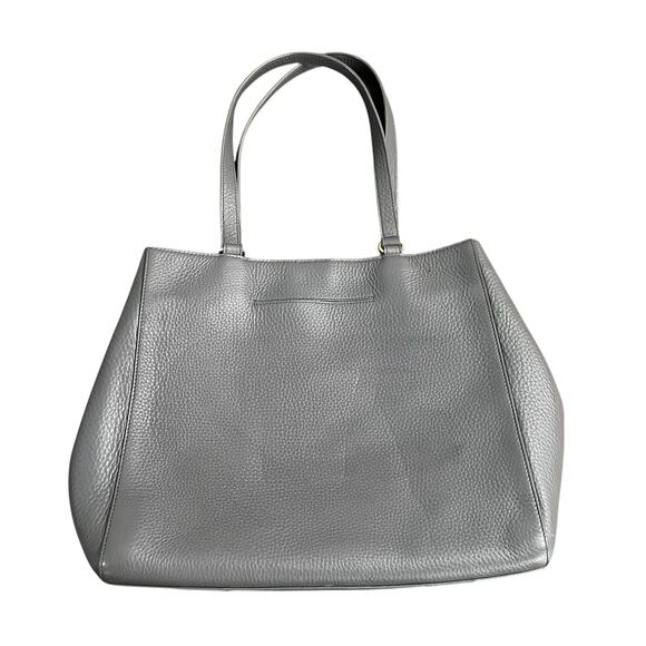 Dagne Dover Allyn Tote Bag Pebbled Gray Leather Travel Satchel - Picture 5 of 16